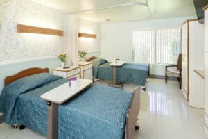 A semi-private room at Crystal Ridge Care Center