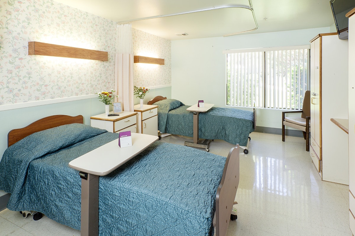 A semi-private room at Crystal Ridge Care Center