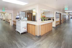 The nurse s station at the Crystal Ridge Care Center